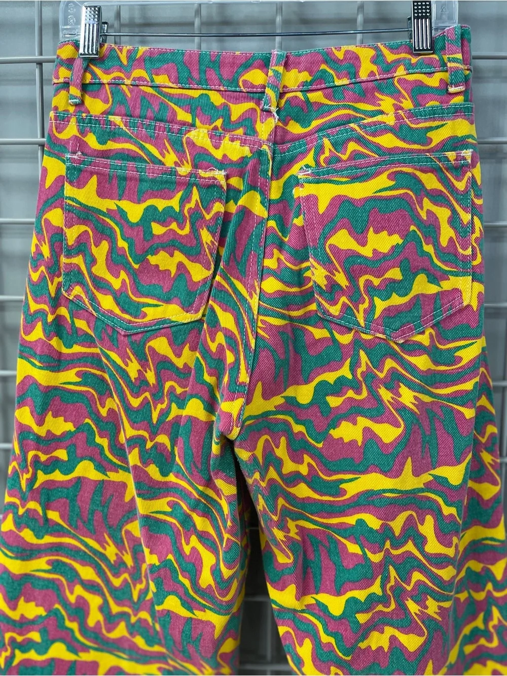High Waist Swirl Print Boyfriend Jeans Size M  Straight Leg Streetwear 90s
